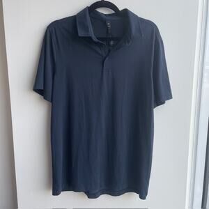 Lululemon Polo Shirt Men L Blue Solid Evolution Short Sleeve Performance Golf